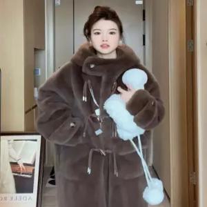 겨울 에코퍼 코트 떡볶이 롱코트 빅사이즈 오버핏 무스탕 망토 후리스 숏 인조밍크 아우터