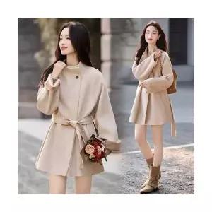 템퍼티샵 여성 리버시블 울 코트 하프 가을 겨 벨티드 슬림핏 모직 SOH4