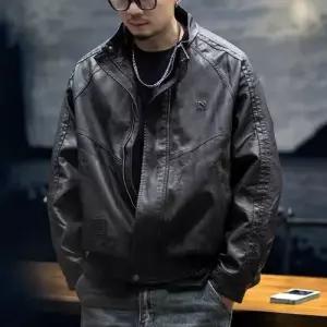 GLINE 남성 블루종 캐주얼 점퍼 빈티지 PU가죽 스웨터 봄 빅사이즈 자켓 상의 가을 겨울 바람막이 힛템