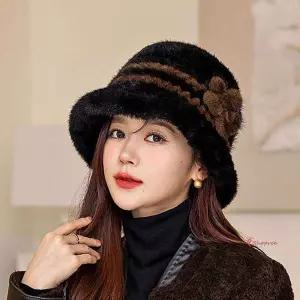 밍크 모피 1B플라워 모자 퍼 퍼모자qrs329