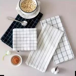 식탁타올 린넨 타월 체크 패턴 면 주방 행주 스타일 크리너