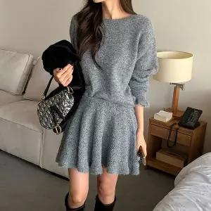 [미나그램] 앤유 모헤어 울앙고라니트+스커트세트 투피스