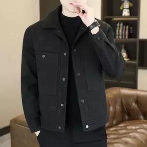 남자 하프 코트 하이퀄리티 추동 모직 칼라 캐주얼 자켓 가능 원픽4