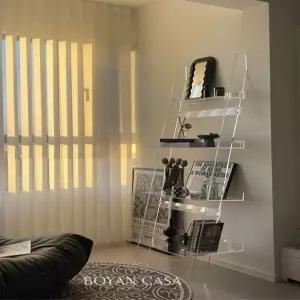 아크릴 책장 진열대 거실 장식장 조립식 사다리 투명