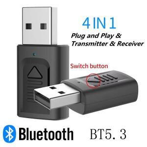 USB 블루투스 5.3 오디오 리시버 트랜스미터 4 in 1 미니 소형 스테레오 AUX RCA 3.5mm 잭 PC TV 차량용 무