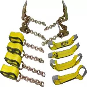 마이티 제품 롤백 타이 다운 시스템 체인 카홀러 캐리어 견인 트럭용 8 포인트 키트 종료 - 14피트