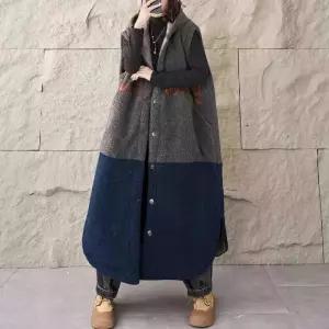 타노스여자 데일리룩 조끼 캐주얼 겨울 빅사이즈 램스울 후드 민소매 롱 면 도톰 KUK4