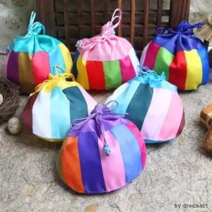 화면배색 복주머니 / 전통 선물 복 주머니 케이스 답례품 선물 포장 기념일 설날 명절 추석 선물 한국 외국