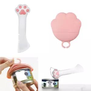 고양이 애견 간식 덮개 뚜껑 실리콘 캔따개 오프너 강아지 밀폐 애완동물 통조림 습식사료 숟가락 수저 캠