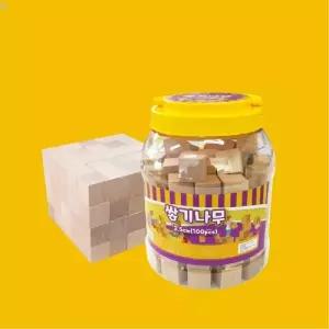 E2007005 네모세모 쌓기 나무 2.5cm 100pcs + 3L쌓기게임 블록쌓기 원목쌓기 블럭쌓기 도형쌓기놀이 쌓기교