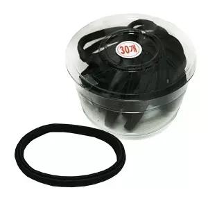 매듭없는 납작주름 검정고무줄 30P 코사지 헤어밴드-WFI29LL