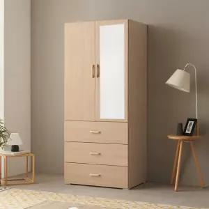 수도권무료 국내생산 LPM 원목손잡이 800도어 3단서랍거울옷장 BJ3135