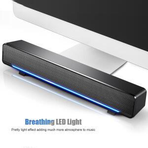 휴대용 스테레오 사운드바 USB 유선 스피커 음악 플레이어 베이스 서라운드 박스 3.5mm 입력 TV PC 노트북