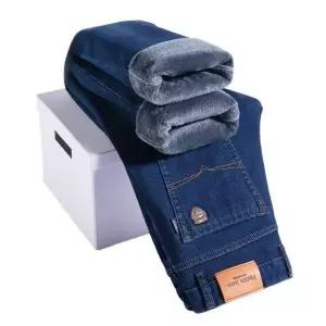 털청바지 긴 겨울 두꺼운 와이드 팬츠 캐주얼 일자 연청 가을 기모 진청 벨벳 남성