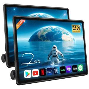 뒷좌석용 13.5인치 안드로이드 카 헤드레스트 모니터, 4K 비디오 디코딩 기능 포함 무선 전화 미러링 터치 스크린 자동차 TV / WiFi Bluetooth HDMI USB 뒷좌