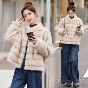 깜도리 여자 키작녀 가죽 자켓 인조밍크퍼 코트 겨울따뜻상의 꾹4