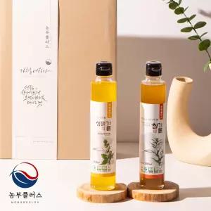 농부플러스 국산 냉압착 생들기름 저온착유 참기름 200ml 2병 선물세트