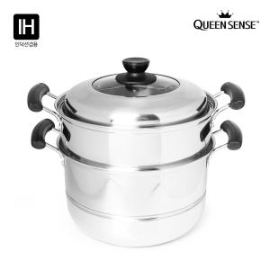 인덕션겸용 퀸센스 2단 스텐 찜기 26cmㅣ떡 대게 킹크랩 만두 찜솥 찜냄비 찜통 곰솥 양수냄비