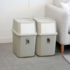 [리벤스]멀티 가정용 재활용 분리수거함/쓰레기통 40L 2P(그레이)(전용 스티커 포함) / 전용 비닐봉투