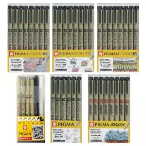 피그마 마이크론 세트 망가 6본 8색 애니메이션 볼펜 캘리그라피