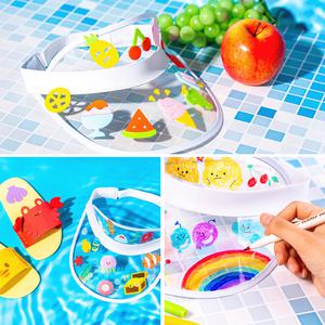 [문구티쳐] 민화샵 투명 PVC 썬캡 버킷햇/여름모자 만들기/색칠하기/스티커 꾸미기 DIY/모자만들기/물놀이