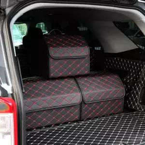 벤오토 자동차 깔끔이 트렁크 정리함 레드 퀄팅 차량 용품 수납함 대형