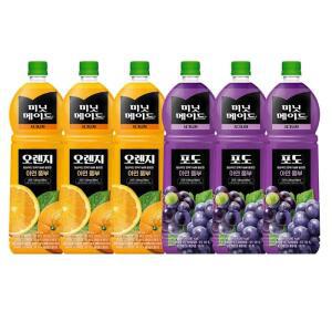 한번에먹자 과일음료 2종 혼합세트 / 미닛메이드 오렌지 1.5L 3개 + 미닛메이드 포도