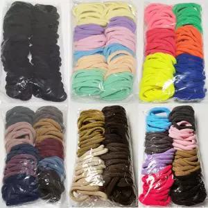 얌뚱이 면링 100개+100개 머리끈 세트 미니 무매듭 선물 칼라 대용량 도넛링 마카롱 헤어 악세사리 검정 고무줄 파스텔 형광 