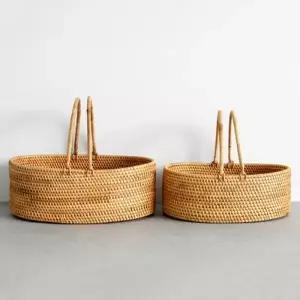 [텐바이텐]라탄 타원 오픈형 피크닉 바구니 2p