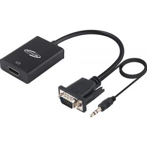 NETmate VGA(RGB)+스테레오 to HDMI 변환 컨버터 NM-VH015 USB전원 Stereo 오디오지원 Full-HD 1080P