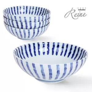 헨느 스트라이프 면기4P/일본 도자기그릇/비빔기