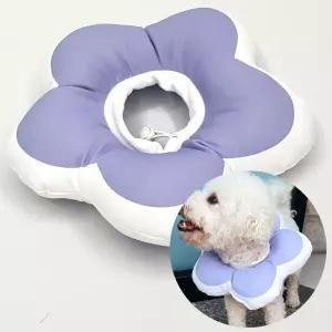 쿠션넥카라 쿠션 꽃피는 넥카라 L 고양이 퍼플 강아지