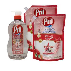 헨켈 프릴 맑은 식초 산뜻한 자몽향 용기 700ml +리필 1L 2개 주방세제