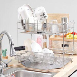 자동물빠짐 프리미엄 스텐 식기건조대2단