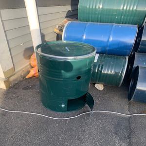  200리터 쓰레기 소각로 뚜껑 손잡이 아궁이 공기구멍 바닦 철망 설치 소각 드럼통