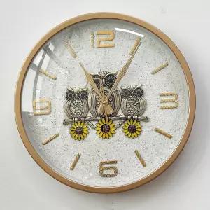 실버 부엉이 벽시계 인테리어 고급 무소음 거실벽시계/학교 빈티지 아날로그 업소 소음 클래식 야광 소품