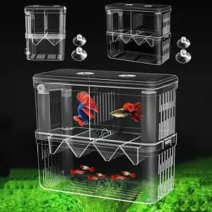 구피 열대어 부화통 번식함 격리통 치어통 소형 2칸 구피 부화통 물고기 격리통 치어통 산락통