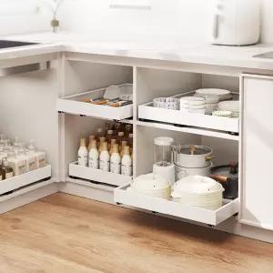 가제트 확장형 슬라이딩 주방 선반 정리대 냄비 트레이 길이 조절 레일 후라이펜 그릇 접시