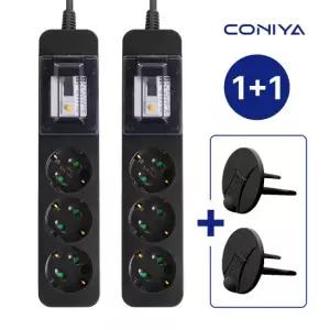 2개세트 코니야 국산 멀티탭 고용량 4000W 고전력 누전차단 3구 2.5M 블랙