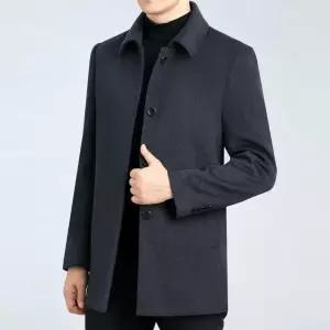 남성 출근룩 하프 코트 울 추동 양면 터틀넥 니트 순수 핸드메이드 자켓 캐시미어 힛템