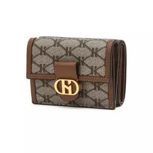 [헤지스](대구신세계)[헤리아토] 브라운 시그니처패턴 가죽 반지갑 HIWA5F870W1