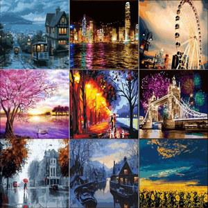 17종택1 유화그리기 야경 관람차 홍콩 타워브릿지 런던 그림그리기 수채화 캔버스 대형