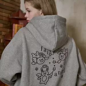 페어리 엔젤 자수 후드 집업 그레이