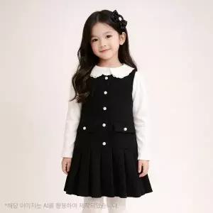 [로엠걸즈] 블랙 트위드 주름 원피스 RGOW2614P_7358