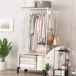 시스템 행거 선반형 다용도 스탠드 커튼형 옷걸이 거실 수납 모자걸이 보관함 정리함 수납함 정리대 가방