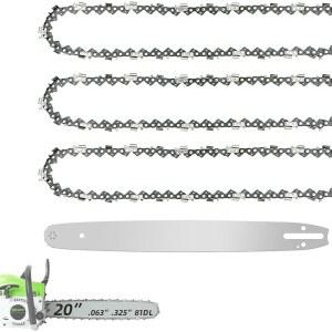 20인치 전기톱 바 및 체인 콤보 .325인치 피치 .063인치 게이지 81 드라이브 링크 STIHL 교체 MS260 MS280 MS290 MS291 024 026 028 029 036 3개 1바