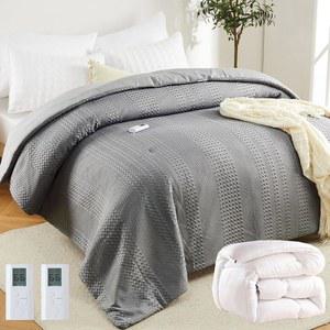 가비홈 킹 온열 이불 전기 담요 무선 LCD 컨트롤러가 장착된 104 x90 와플 위브 6가지 열 및 2 10시간 UL