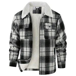 체크 남성 겨울 ZITY 격자무늬 플리스 양털 셔츠 코트 플란넬 안감 셰르파 따뜻한 재킷