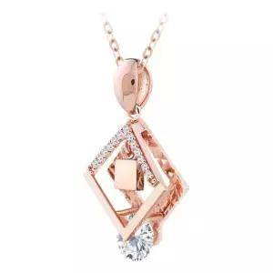 14K GOLD 로즈골드 큐빅 스퀘어 금 목걸이 펜던트 (WFK5OI1)