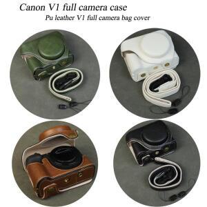 어깨끈이 포함 캐논 V1용 PU 가죽 카메라 케이스 가방 바디 커버